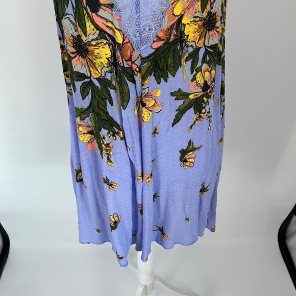 Free People Intimately Marsha Blue Floral Print Lace Slip Mini Dress X-Small XS - Picture 4 of 11